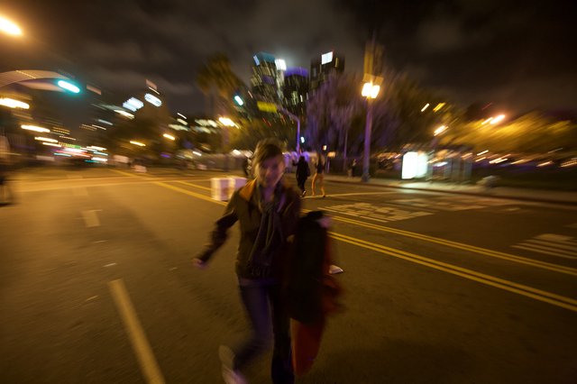 Running Through City Streets at Night