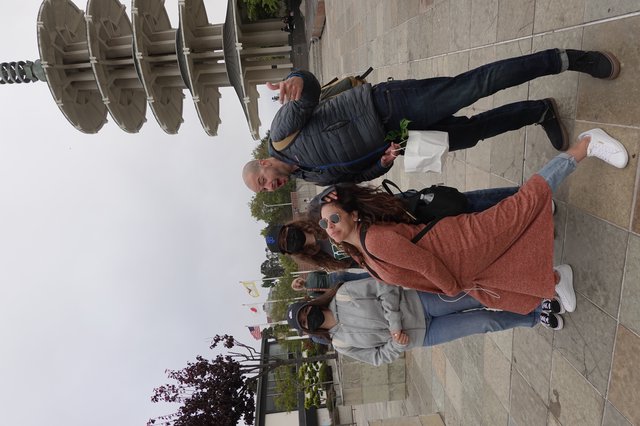 Playful Tourist Group at Japanese Peace Pagoda