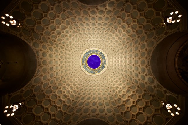 Illuminated Patterns of the Mosque's Ceiling