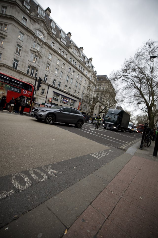 London Street Scene on Overcast Winter Day