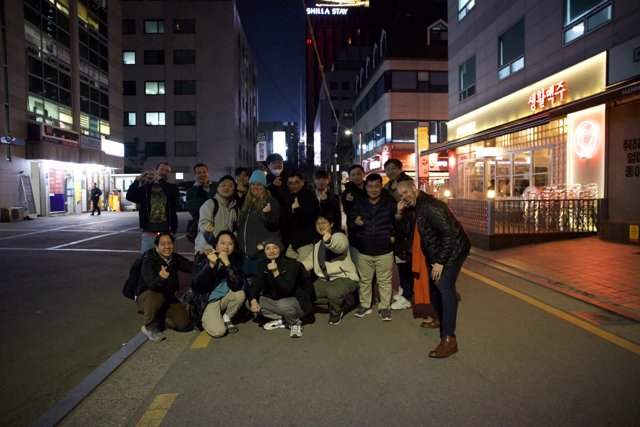 Urban Nightscape: A Candid Gathering in Korea, 2024