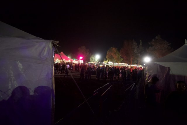 Nightly Crowd in Flare-lit Tent