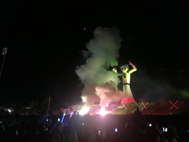 Burning Man Statue at Outdoor Concert