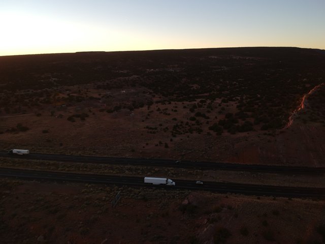 Sunset Drive on a Desert Highway