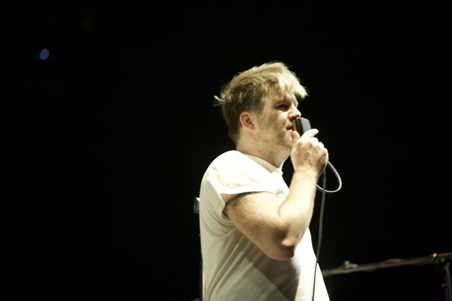 The Talented James Murphy with His Microphone