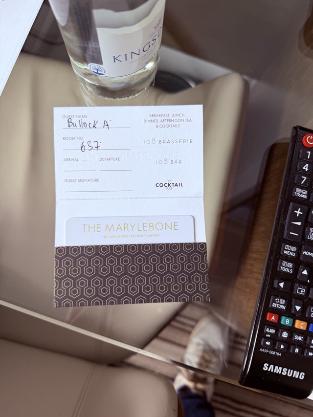 Hotel Guest Card at The Marylebone, London