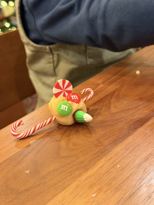 Festive Candy Decoration on Wooden Table
