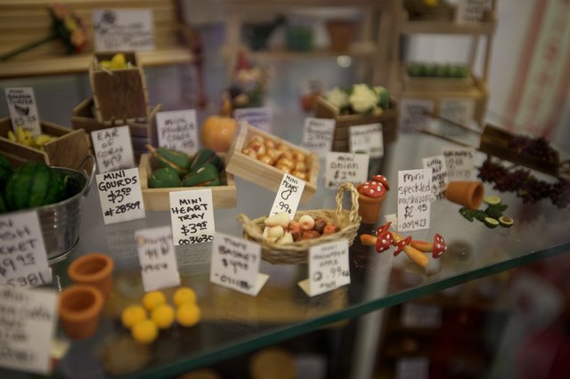 Miniature Market Stall Display with Handcrafted Produce
