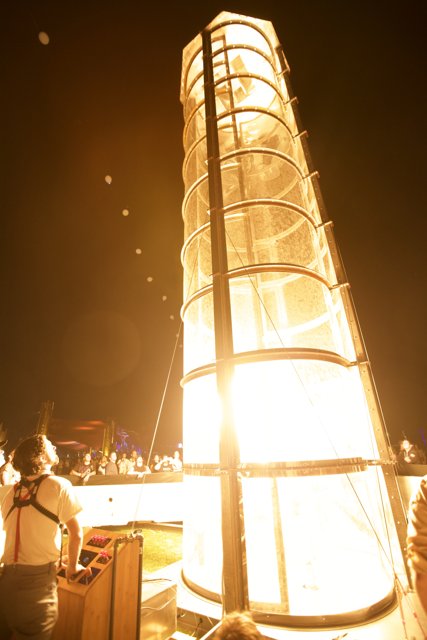 Towering Flame at Night