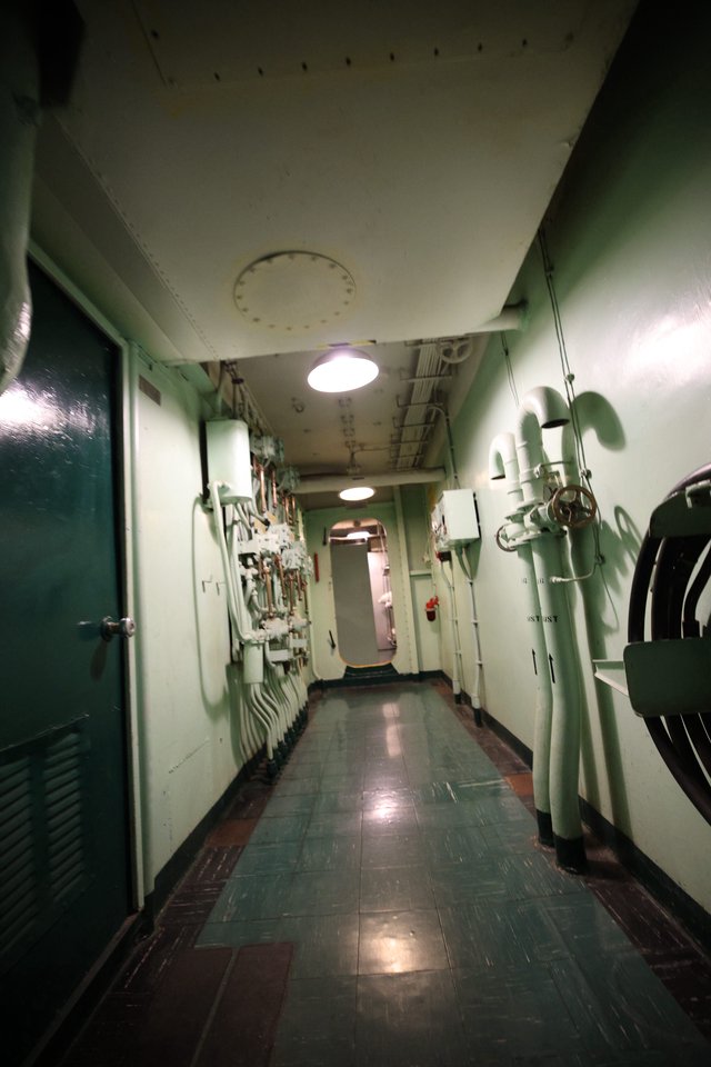 USS Hornet Interior Corridor with Naval Equipment