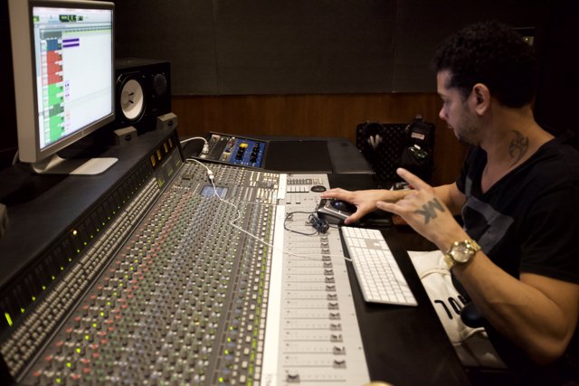Music Mixing in a Professional Recording Studio