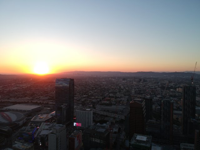 Sunset over Los Angeles Skyscrapers