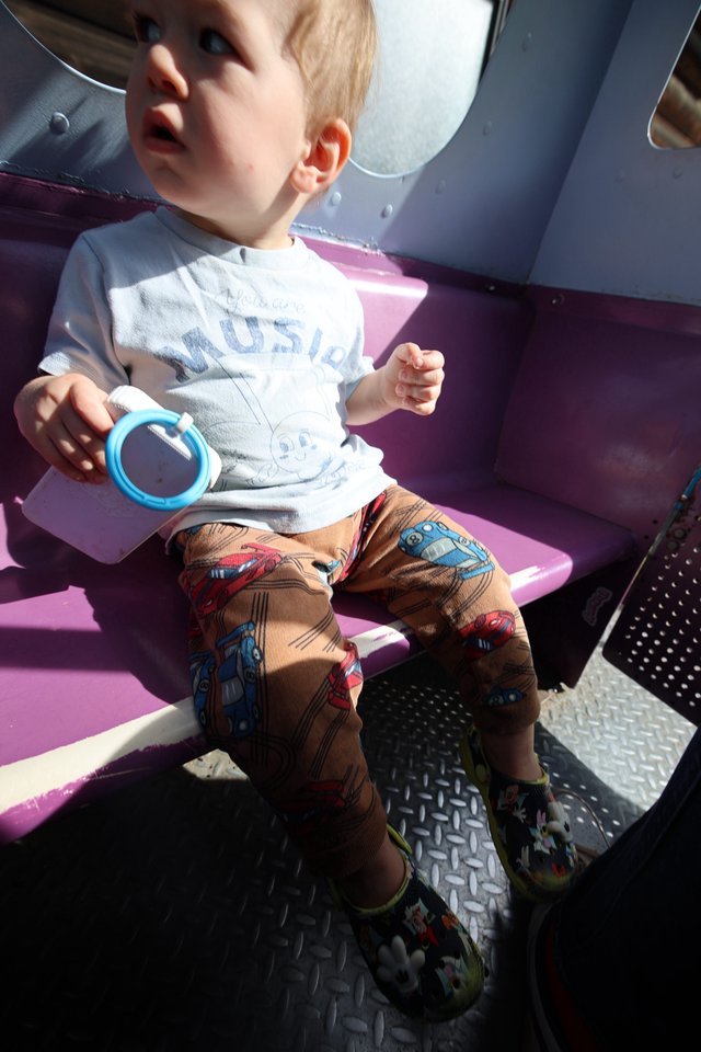 Toddler Enjoying a Sunny Ride at Fantasyland