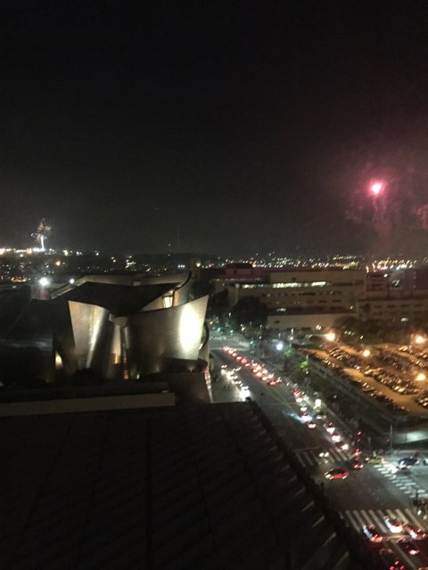 Spectacular Fireworks Illuminating Los Angeles by Night