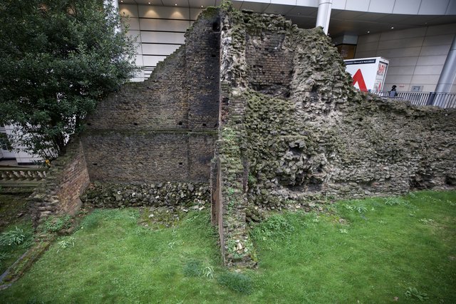 Ancient Roman Wall Ruins in Modern London