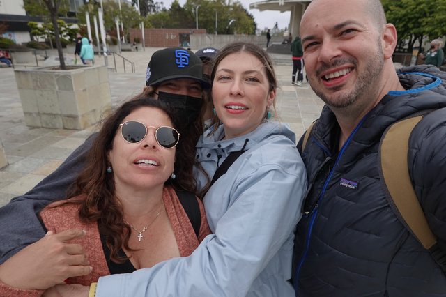 Friends Taking Selfie at Public Plaza
