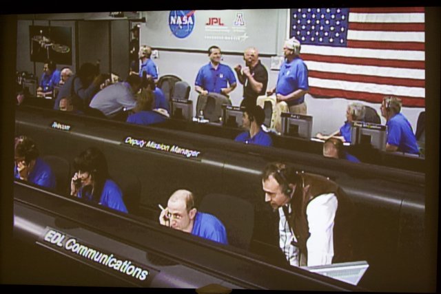 NASA TV Crew at the Mission Control Center
