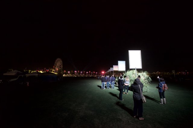 Illuminated Coachella Sign at Night