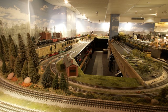 Model Train Chugs Through Terminal Station Tunnel
