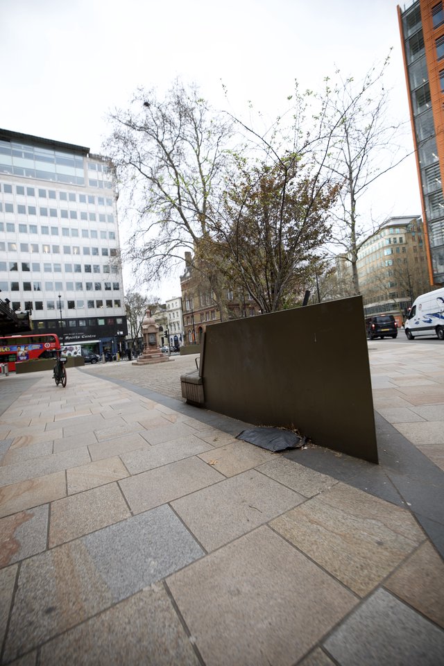 Urban Plaza with Modern Concrete Installation in London