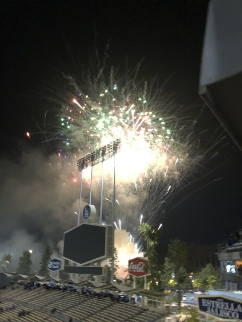 Fireworks Light Up the Baseball Stadium Sky