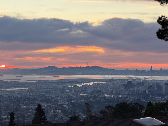 Golden Sunset Over San Francisco Bay and Oakland