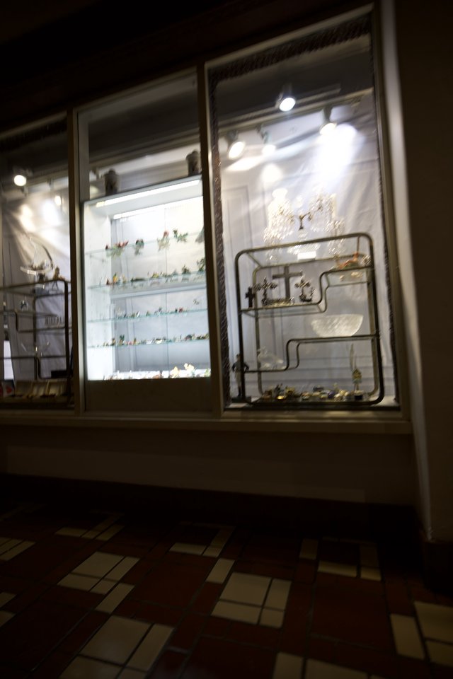 Illuminated Shop Window Display at Night