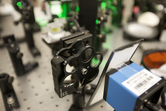 Green-Light Microscope in Caltech Research Lab