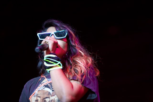 Neon Sunglasses and a Microphone