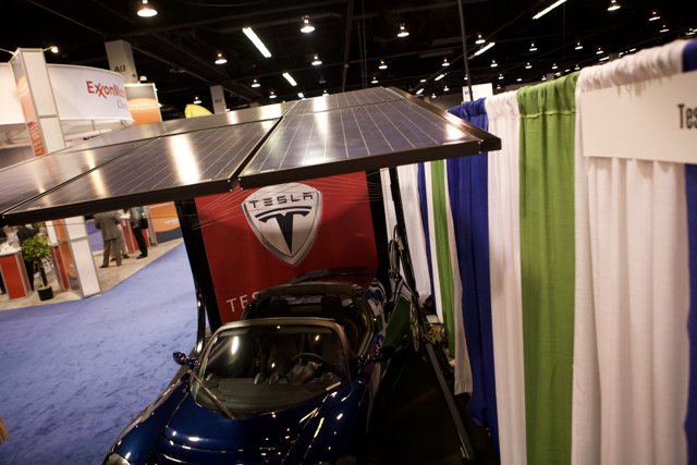 Tesla car powered by solar panel
