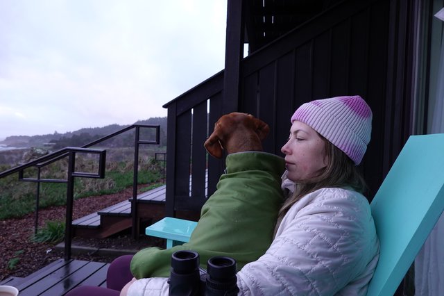 Cozy Evening Relaxation on Coastal Deck