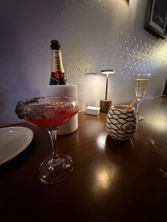 Elegant Evening Cocktails and Champagne Setup