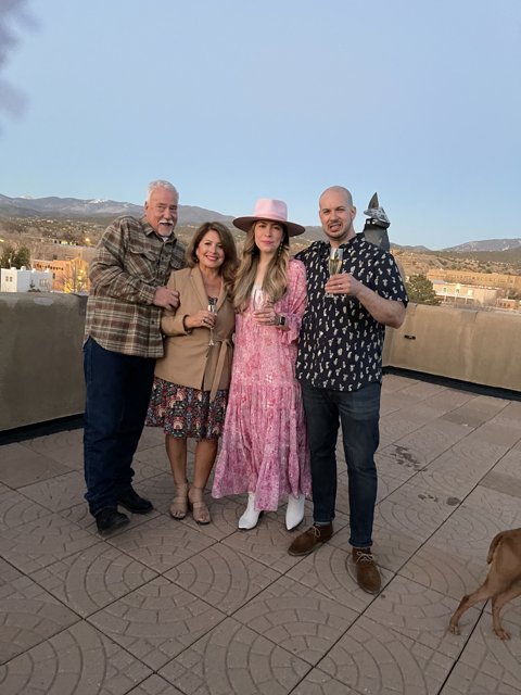 Family and Fido on a Santa Fe Rooftop