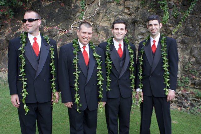 Four Suited Men in Hawaii