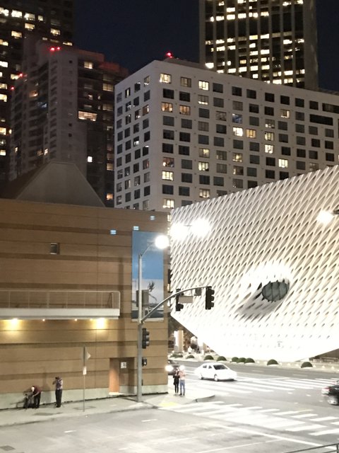 The Broad Museum of Art in Los Angeles at Night