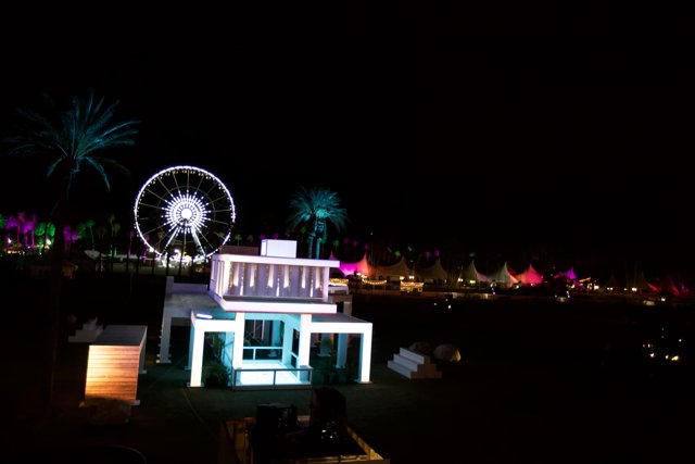 The Glowing Spokes of Coachella's Ferris Wheel