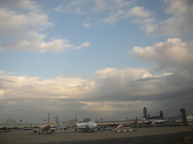 Cloudy Skies Above Osaka Airport