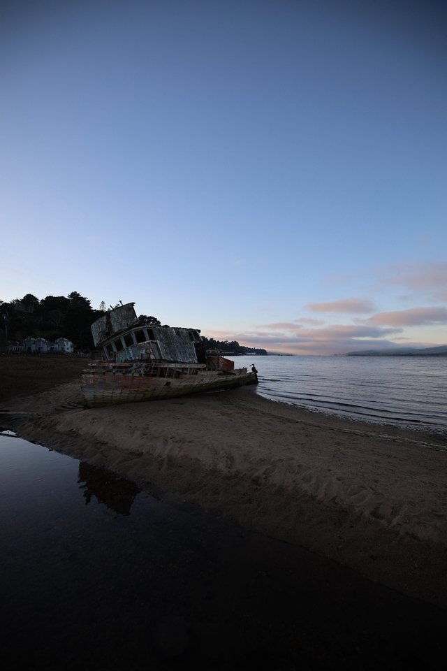 Abandoned Shipwreck at Twilight on Drakes Beach
