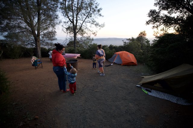 Family Camping at Dusk on Mount Diablo