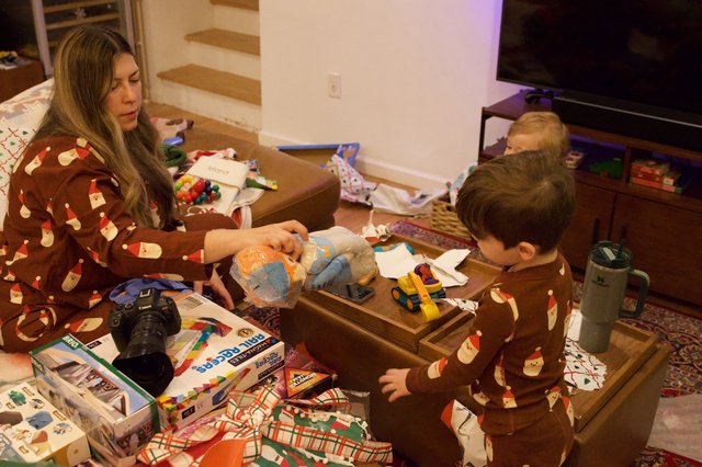 Christmas Morning Gift Opening with Family