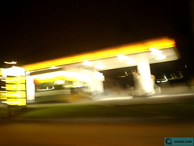Blurry Night at the Gas Station