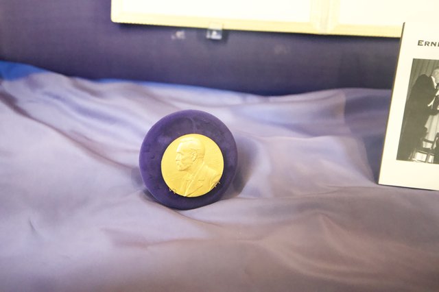Nobel Prize Medal Display on Purple Velvet