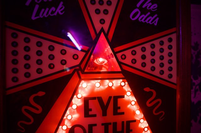 Mystical Fortune Telling Arcade Game with All-Seeing Eye