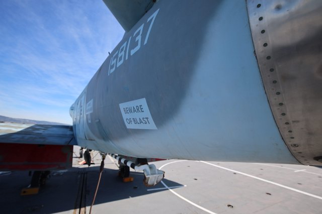 Beware of Blast Warning on Military Aircraft Fuselage