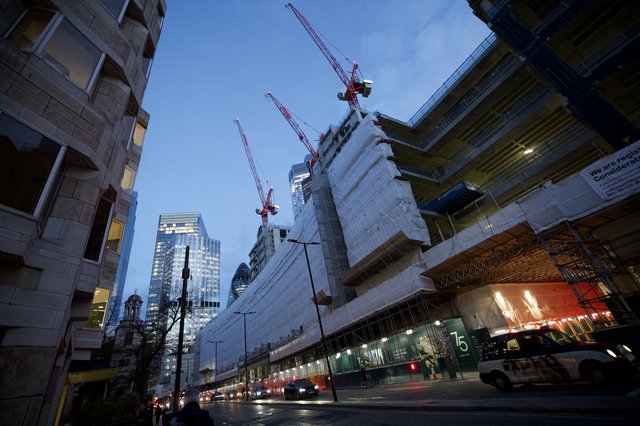 Urban Construction Site at Twilight in London