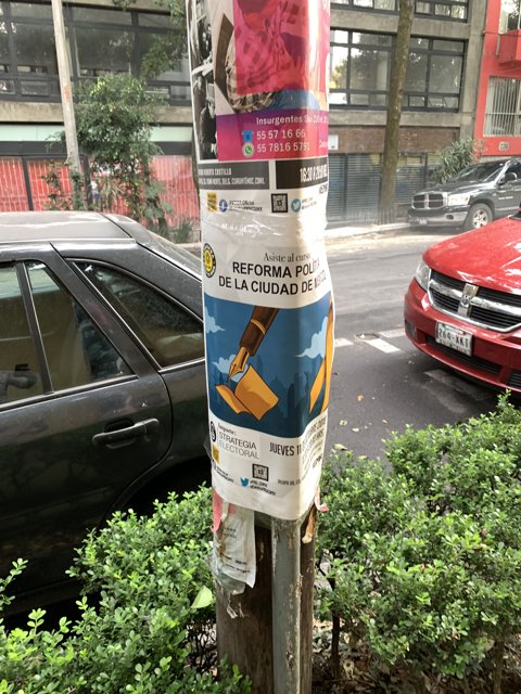 Car Advertisement Flyers on Urban Pole