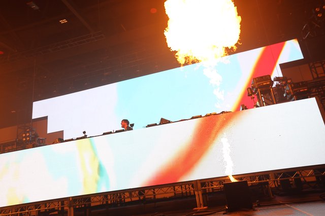 DJ Ignites Stage with Massive Pyrotechnic Fireball