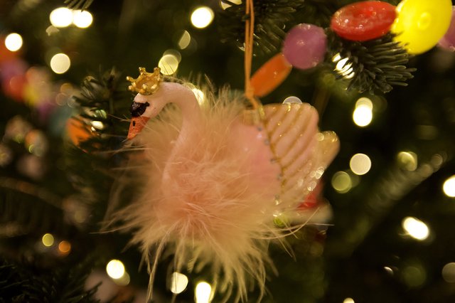Fluffy White Swan Christmas Tree Ornament