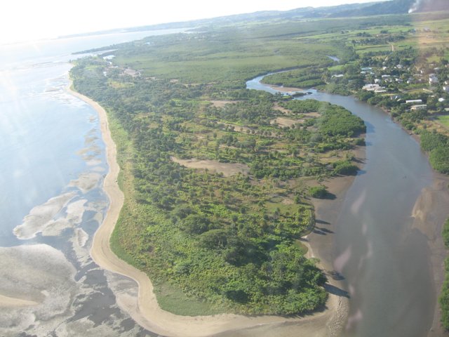 Aerial View of Fiji River and Beach