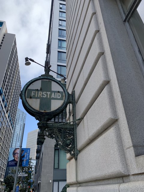 First Aid Sign at Metropolis Office Building